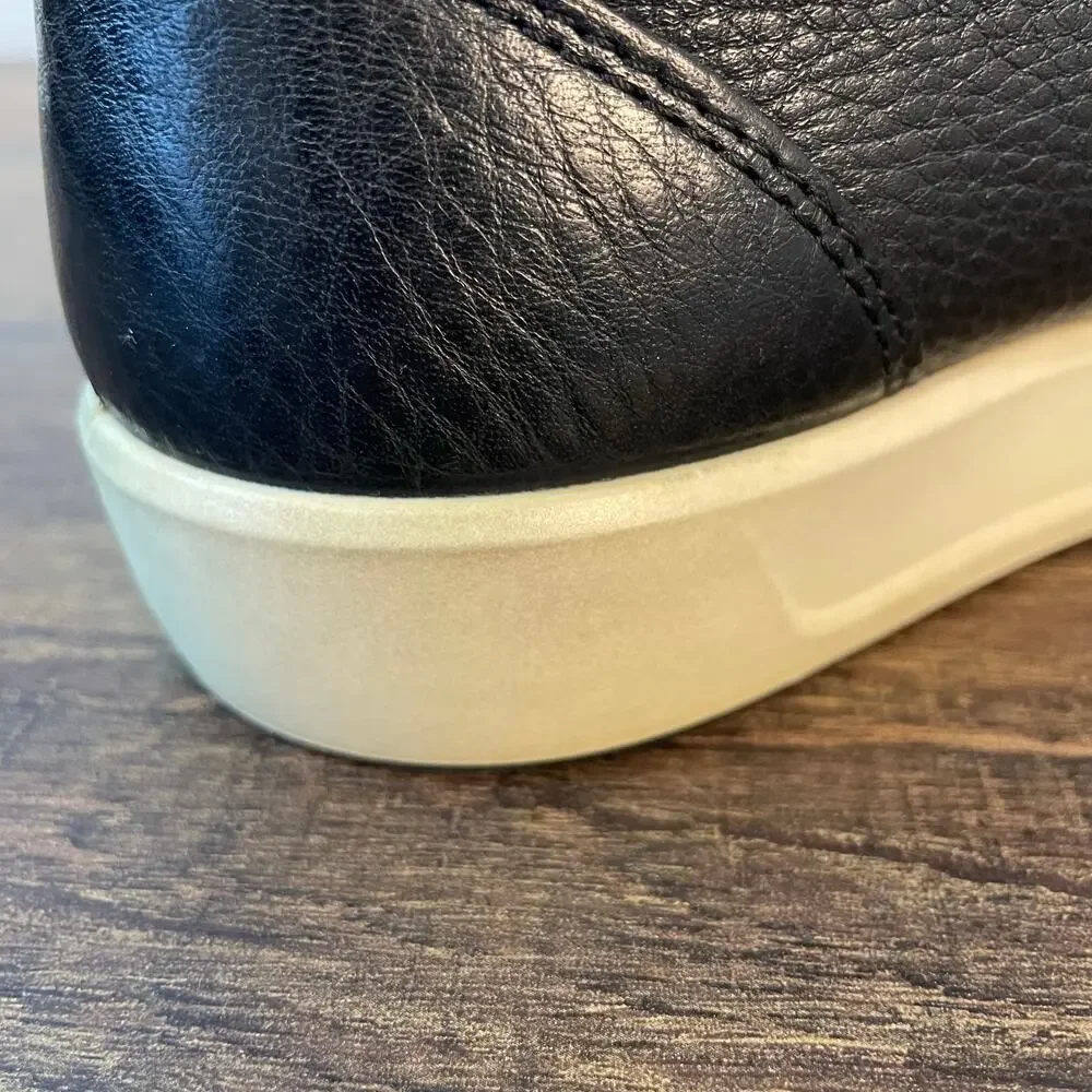 ECCO Soft 7 Sneakers Womens EU 38 US 7 7.5 Black Leather Comfort Walking
